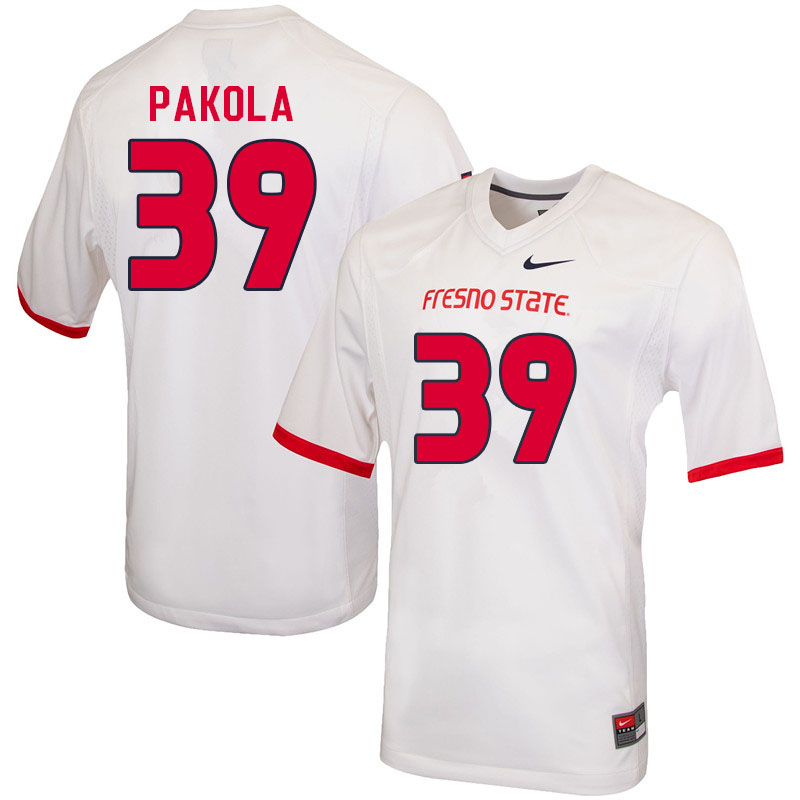 Men #39 Joshua Pakola Fresno State Bulldogs College Football Jerseys Sale-White
